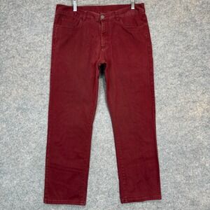 Canali Jeans Pants Mens 34 (fits 33x28) Burgendy Red Slim Straight Italy
